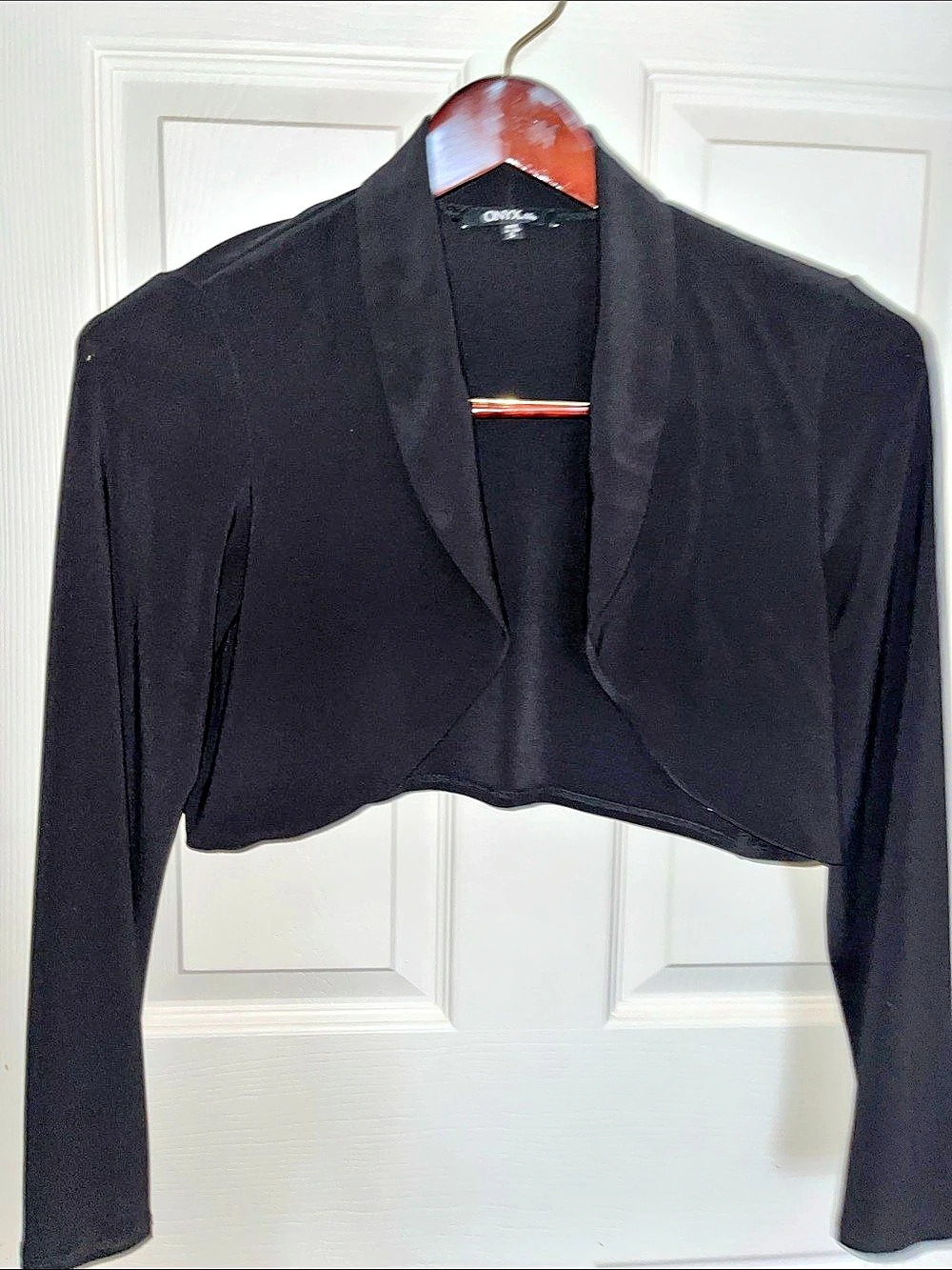 Onyx Nite Black Cropped Open Front Jacket